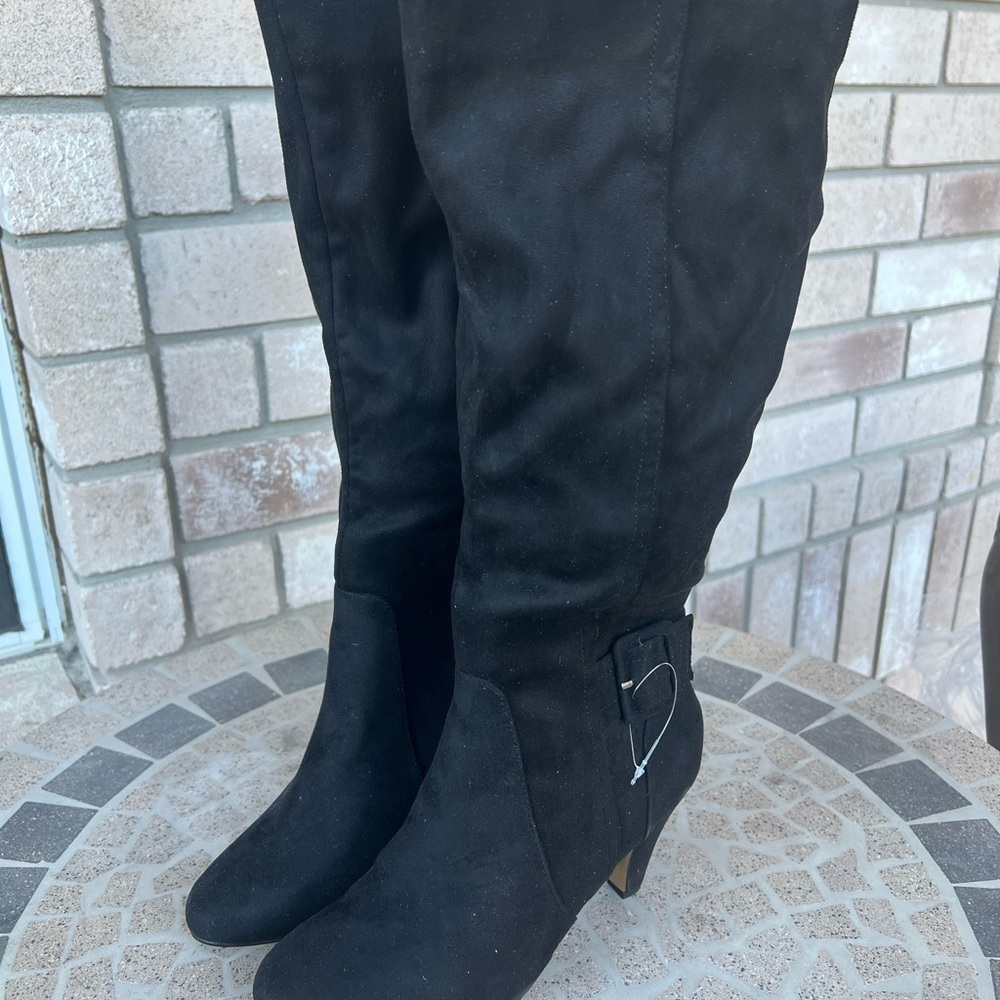 4. New without Box Bella Vita Troy II Tall Suede Dress Boots 7W Plus Calf - Picture 5 of 10